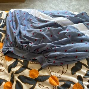 Unique Vintage cherry print chambray skirt